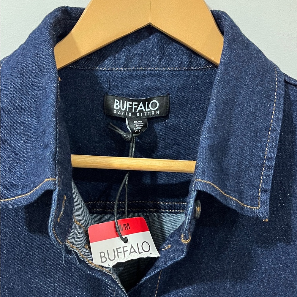 NWT Buffalo Women’s Denim Shirt M Dark Wash Button Down Cotton Long Sleeve Top - Picture 3 of 6